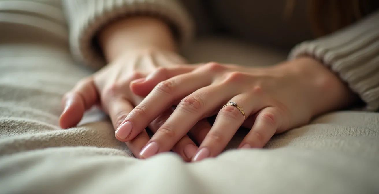 Parent sitting quietly with upset teenager offering emotional support through presence